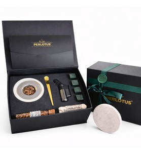 Perlotus Mermer Viski Tütsüleme Aparatı Premium Hediye Kutulu Çakmak, Soğutma Ta (Gri)