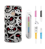 General Mobile GM8 Go GM9 GM20 Pro Plus Kılıf Kablo Koruma Spiral Silikon Kızgın Kediler 1781