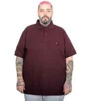 Mode XL Battal Beden Erkek Tshirt Polo Yaka Nakışlı Klasik Pike 20553 Mürdüm