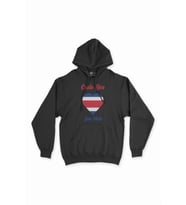 San Hose Kosta Rika Bayraklı Kalpli Siyah Sweatshirt Hoodie