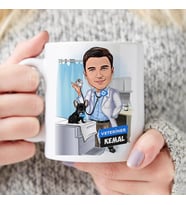Kişiye Özel Karikatürlü Erkek Veteriner Doktor Kupa Bardak