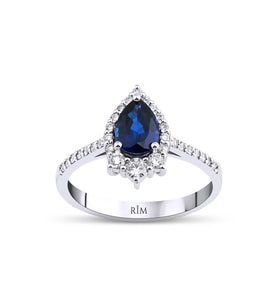 1.25 Karat Laboratuvar Pırlantalı Safir Yüzük - HRD Sertifikalı