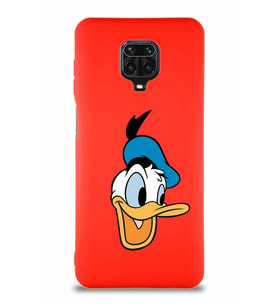 Xiaomi Redmi Note 9 Pro Soft Premier Kapak Donald Duck-A Tasarımlı Silikon Kılıf - Kırmızı (Şeffaf)