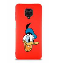 Xiaomi Redmi Note 9 Pro Soft Premier Kapak Donald Duck-A Tasarımlı Silikon Kılıf - Kırmızı (Şeffaf)