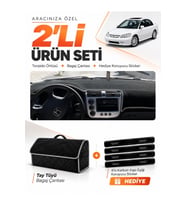 e-biz HONDA CİVİC VTEC2 (2002-2005) Uyumlu Torpido Örtüsü + Tay Tüyü Çanta - Siyah-Gri - HO009