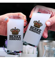 Kral Tacı İsim Yazılı Hediyelik İkili Rakı Bardağı Seti