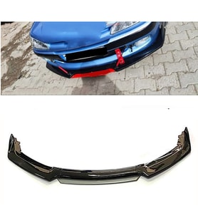 Peugeot 306 Gri Renkli Şeritli Dilli Ön Lip 4 Prç Parlak Siyah ABS