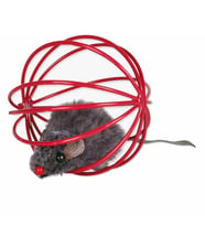 Oyun Topu 6cm Renkli Metal Kafesli Peluş Fareli Kedi Köpek Oyuncağı (Çok Renkli)