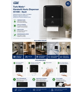 Tork Matik Siyah Hareketli Havlu Dispanser 551008