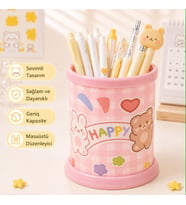 Kawaii Teddy Ayıcık Rabbit Tavşan Desenli Masaüstü Kalemlik Organizer – Geniş Kapasiteli Sevimli Kırtasiye Düzenleyici