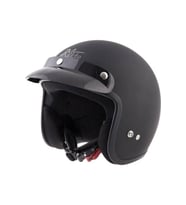 Motosiklet Chopper Cruiser Kaskı Yarım Açık Kask Abs Malzeme Ce Onaylı Güneş Vizörlü Motor Kask (Siyah)
