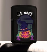 BK Gift Halloween Tasarımlı Renkli Baskılı Siyah Benzinli Metal Çakmak-1