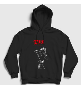 Presmono Unisex Siyah Mic Ronnie James Dio Kapüşonlu Sweatshirt 143387tt