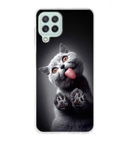PrintiFy Samsung Galaxy A22 ile Uyumlu 1mm Slim Fit Kedi 2 050c Baskılı Şeffaf  Kılıf