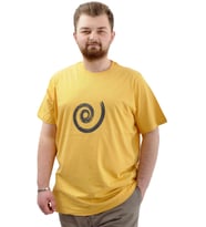 Mode XL Büyük Beden Erkek Tişört Baskılı Pamuklu Bisiklet Yaka T-Shirt SPIRAL U24065 Hardal