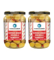 MarmaraBirlik Yeşil Kırmızı Dolgulu Zeytin 400 gr Cam 4XL-3XL x 2 Adet