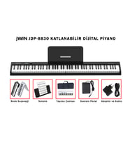Jwin JDP-8830 Tuş Hassasiyetli Katlanabilir Bluetooth + Şarjlı Piyano - Siyah