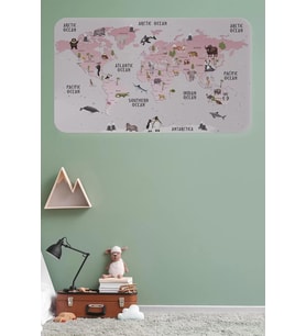 Eğitici Dünya Haritası Dünya Atlası Çocuk Ve Bebek Odası Duvar Sticker-60x105-3798