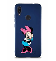Xiaomi Redmi Note 7 Soft Premier Kapak Minnie Mouse-D Tasarımlı Silikon Kılıf - Lacivert (Şeffaf)
