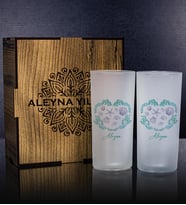 eJOYA Kişiye Özel Kutusunda Deniz Kabukları 2'li Rakı Bardağı Hediye Seti 111301