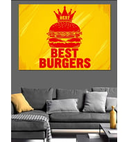 Kral Taçlı Burger "Best Burgers" Dekoratif Kanvas - Mdf Ahşap Tablo