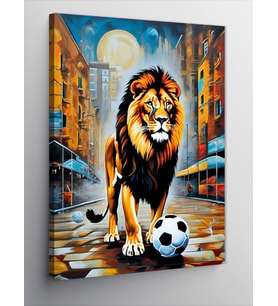 Kanvas Tablo Aslan Ve Futbol Topu
