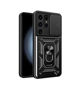 Samsung Galaxy S24 Ultra Kılıf Pars Lens Yüzüklü Silikon - Siyah