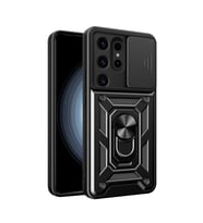 Samsung Galaxy S24 Ultra Kılıf Pars Lens Yüzüklü Silikon - Siyah