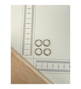 316 L Cerrahi Çelik 1,6mm*10mm Çelik Halka Küpe Gümüş 4 Adet