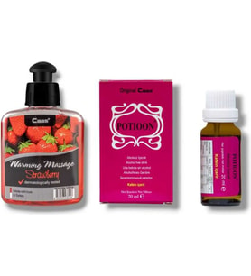 Caas Çilek Aromalı Isıtıcılı Masaj Yağı 100 Ml + Potıoon Kadınlara Özel Damla
