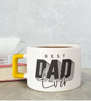 BK Gift Kişiye Özel Babalar Günü Tasarımlı Sarı Kulplu Çay & Kahve Fincanı-3, Babaya Hediye, Babalar Günü Hediyesi