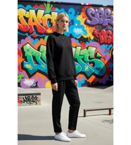 Kadın Bisiklet Yaka Standart Kol Geniş Kalıp Taş Detaylı Sweatshirt Fonksiyonel Dayanıklı Şık