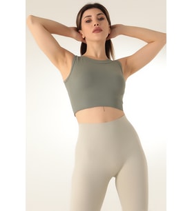 DoReMi Dikişsiz Kısa Spor Üst (Haki)