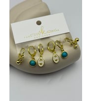 Vip Gold Taşlı Sallantılı 6'lı Küpe - 26vipkp56