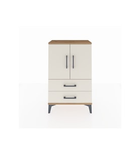 Arges Komodin 2 Raflı 2 Çekmeceli 2 Kapaklı 60x30x96 Çam-Aytaşı