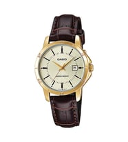 Casio LTP-V004GL-9AUDF Quartz Deri Kahverengi Sarı Kadran 30 mm Kadın Kol Saati