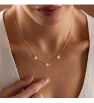 Kişiye Özel 925 Ayar Gümüş Minimal Evcil Hayvan Pati 3 İsim Kolye (Gold)