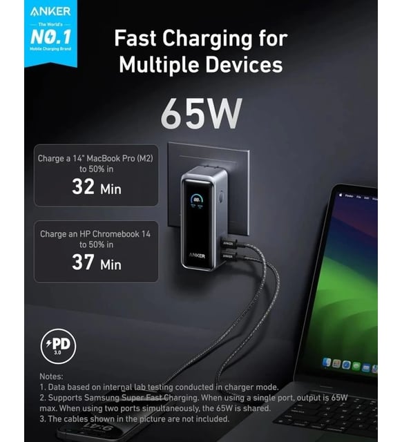 Anker Prime Güç Bankası (9.6K, 65W, Fusion)
