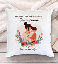 Anneler Günü Tasarımlı Yastık (Beyaz)