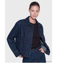 LCW EVERYDAY İndigo Gömlek Yaka Kadın Jean Ceket