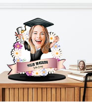 Kişiye Özel Karikatürlü Mezuniyet Hediyesi - Yılın Mezunu Ahşap Biblo