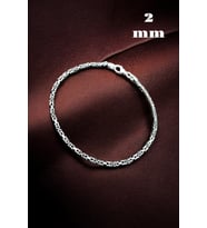 925 Ayar Gümüş Kare Kral Erkek Zincir Bileklik 2 mm