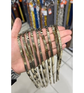Hematit Taşı Dalgalı Rondela Kesim Parlak Antik Sarı 6x3mm Doğal Taş Dizi