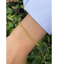 Gümüş Kazaziye El Örgüsü Altın Yaldızlı Zincir Bileklik : Beyaz - Altın Rengi - 18 cm : Siyah-Altın - 19 cm : Gümüş - 22 cm (Altın)