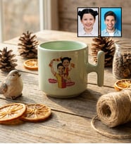 Kişiye Özel Karikatürlü Sarı Kırmızı Taraftar Baba Kız T Pastel Kupa Babalar Günü Hediyesi