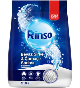 Beyaz Sirke ve Çamaşır Sodası Beyazlar için Toz Deterjan 6 KG