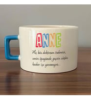 Anne Hiç Bir Doktorun Tedavisi  Baskılı Mavi Kulplu C Fincan