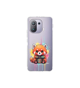 Xiaomi Mi 11 Pro ile Uyumlu Splash Tilki Tasarımlı Şeffaf Silikon Kılıf