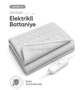 Beylini OMAK Çift Kişilik Elektrikli Battaniye Tam Güvenlikli Dayanıklı Çift Kademeli Termostatlı Elektrikli Yatak Isıtıcı 120x150 CM