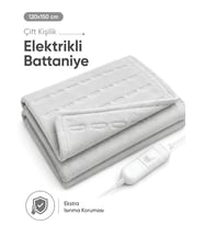 Beylini OMAK Çift Kişilik Elektrikli Battaniye Tam Güvenlikli Dayanıklı Çift Kademeli Termostatlı Elektrikli Yatak Isıtıcı 120x150 CM